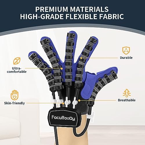 Hand Rehabilitation Robot Gloves Mobility Finger Training Equipment for Hemiplegia Stroke Cerebral Palsy Patient with USB Chargeable Left Hand (Blue Size M)