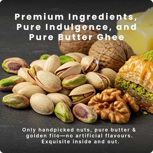Sweetland London Premium Pistachio Baklava Assortment – Gift Tin | Handmade Lebanese Pastry Sweets | Authentic Middle Eastern Baklava Selection | Perfect for Ramadan, Eid, Easter & Mother’s Day | UK-Made (1.1lb (500g))