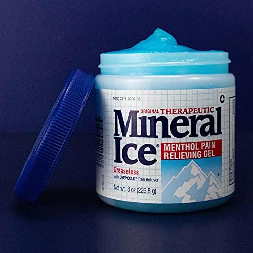 Mineral Ice Original Therapeutic Menthol Pain Relief Gel. Greaseless with "Deepcold" Pain Reliever. Provides Cooling & Penetrating Relief for Arthritis, Simple Backache, Strains & Sprains (8 Ounce)