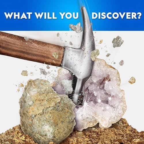 National Geographic Break Open 15 Premium Geodes Science Kit - Includes Goggles & 3 Display Stands - Great STEM Science Kit, Geology Gift for Kids, Break Your Own Geodes with Crystals