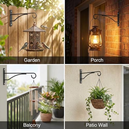 Eyrosa 8" Plant Hangers 6 Pack, Hanging Plant Bracket for Wall Fence Porch Outdoor Indoor, Metal Plant Hooks for Basket, Flower, Planter, Feeder, Lantern, Wind Chime