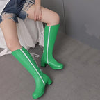 Lace UP White Knee High Boots GoGo Boots of the 70s Round Toe Disco Boots