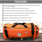 NOVAMEDIC First Responder Empty Oxygen O2 Duffle Bag, 32”x12”x13”, w/Multiple Compartments, EMT Trauma First Aid Carrier for Paramedics and Emergency Medical Supplies, Orange