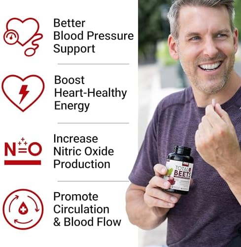 Force Factor Total Beets Blood Pressure Support Beet Root Capsules, 1800mg Organic Beet Root Powder Beet Supplement with Hawthorn Berry to Support Circulation and Blood Flow, 90 Vegetable Capsules