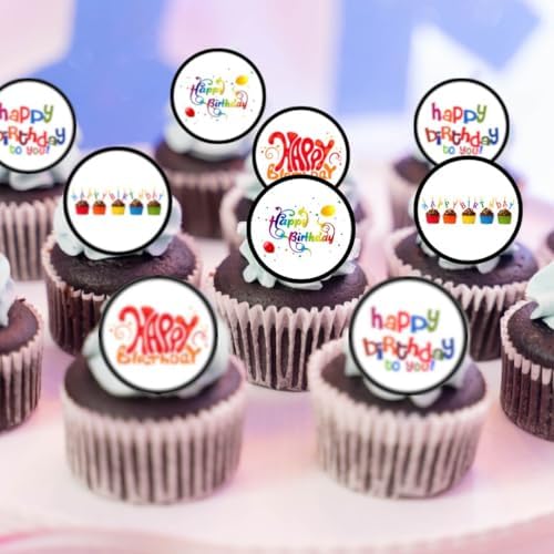 Happy Birthday Cake Toppers for Cake Decorating, Birthday Party Cupcake Toppers, Rainbow Happy Birthday Topper Cake and Cookie Decorations 24 x 4 cm / 1.5 inch UNCUT