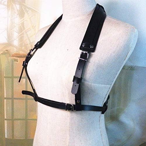 Men's Punk Faux Leather Body Chest Harness Belt with Metal O-rings Adjustable Buckle Straps Clubwear Costume