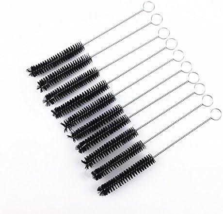 yueton?Pack of 10 Black Nylon Tube Pipe Nozzle Brush Dia 10mm with Wire Loop Handle