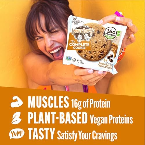 Lenny & Larry's Complete Protein Cookie, [Peanut Butter Chocolate Chip], Chewy Soft Baked, 16g Plant Protein, Vegan, Non-GMO, High Fiber, [4 Ounce] Cookie (Pack of 12)