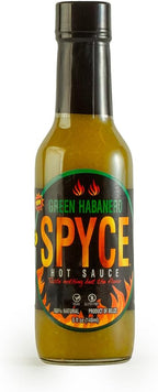 SPYCE Habanero Hot Sauce, Vegan, Gluten Free, Low Sodium, Non-GMO, No MSG, No Sugar, No Filler (5 oz, Green Habanero)