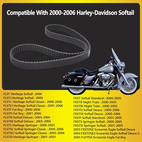 Drive Belt Replace 40307-00 Compatible with Harley-Davidson 00-06 Softail Series, 135T, 1-1/8 Inch Width