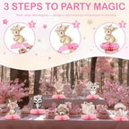 12 Pcs Girl Woodland Baby Shower Decorations - Pink Woodland Baby Shower Centerpieces for Tables - Woodland Animals Honeycomb Table Decor with Fox Deer Bunny Owl for Girl Baby Shower 1st Birthday