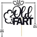 Black Glitter Old Fart Cake Topper, Holy Shit You're Old/Old AF, Funny 30th/40th/50th/60th/70th/80th/90th Birthday Party Decorations