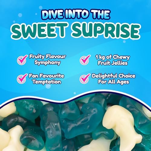 Sweetzone Halal Mini Blue Dolphin Fruit Flavoured Jelly and Foam Sweets 1 Kilogram Bag