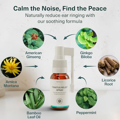 Medilisk Tinnitus Relief Spray – Supports Tinnitus Relief for Ringing Ears – Herbal Ear Care Products – Non-Steroidal & Hypoallergenic – 1 Fl Oz – Pack of 3