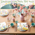 Fulmoon 200 Pieces Spring Wildflower Cocktail Napkins Disposable Floral Decoupage Paper Napkins Decorative Hummingbird Flower Beverage Towel for Spring Summer Party Favor Supplies