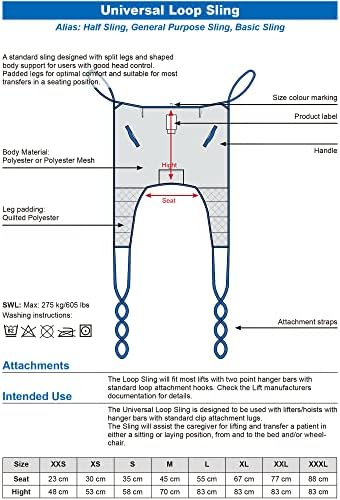 Medical Patient Lift Sling Universal Lift U Sling 605lb Capacity Divided Leg Slings for Patient Lift Toileting Transfer Slings Split Legs with Commode Opening Compatible with Various of Lifts (L)