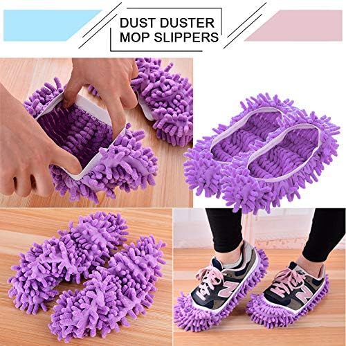 Cosywell 5 Pairs 10 PCS Mop Slippers for Floor Cleaning Supplies Microfiber Mopping Slippers Washable Reusable Mop Socks Mop Shoes Microfiber Foot Socks