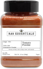 Raw Essentials Tomato Powder | Tomato Paste Powder | Perfect for Soups, Sauces, Stews, Dips, and Seasoning Blends| Savory & Rich| Non-GMO, Gluten Free & Vegan | 10oz Bottle