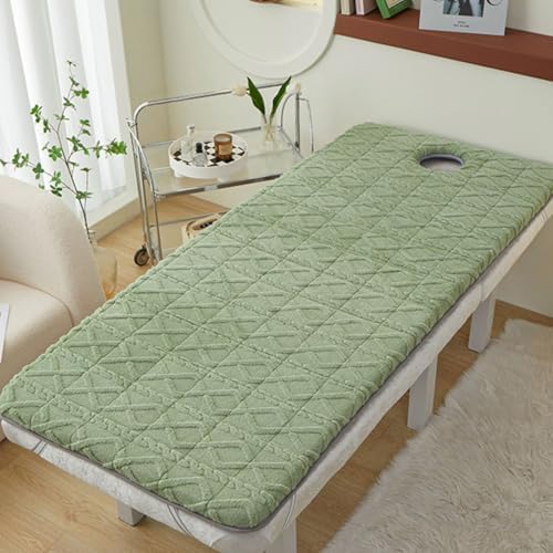 Sponge Massage Bed Pad with Face Hole Thicken Spa Massage Table Pad with Elastic Band Non-Slip Lash Bed Cushion Massage Table Topper Square Round Trapezoidal Head,Green(t)6cm,80 * 190cm(H)