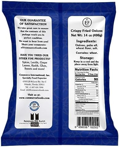 EF - Crispy Fried Onions, 400g (14 oz), Kosher, Halal, Product of Netherlands