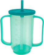 VOPHIA Drinking Beaker Cup for Disabled Adults, Convalescent No Spill Feeding Cup with Straw for Elderly Maternity Drink Water Porridge Soup 350ml (Blue-2)