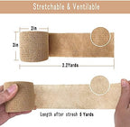 [12 Pack-2" x5Yards] MINGYUE Self Adhesive Bandage Wrap,Athletic Tape,Sports Tape,Wrist and Ankle Wrap Tape,Cohesive Bandage for Vet Tape(Pink)
