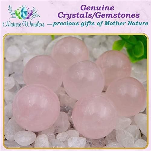 Nature Wonders Crystal Ball Sphere Rose Quartz 7 Spheres 1", 24-26mm for Reiki, Energy Healing, Meditation, Attracting Love, Palm Stones, TouchStones