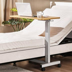 Overbed Table with Wheels Adjustable Height, Heavy Duty Hospital Table Over Bed for Home Use 70 Pounds Capacity