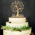 Mr and Mrs Cake Toppers Bride and Groom Rustic Wood Tree Wedding Aniversary Party Engagement Decoration