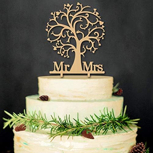 Mr and Mrs Cake Toppers Bride and Groom Rustic Wood Tree Wedding Aniversary Party Engagement Decoration