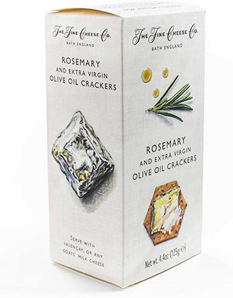 The Fine Cheese Co. Rosemary and Extra Virgin Olive Oil Crackers for Cheese | Imported from England | 4.4 ounce