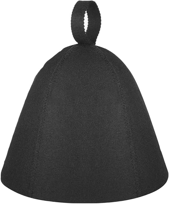 Wool Sauna Hat for Men Women Russian Banya Cap Felt Vaporarium Head Protection Spa Bath Accessory (2, Black)