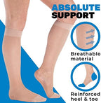 Made in USA - Compression Knee High for Women 15-20mmHg - Sheer Compression Support Stockings for Circulation during Flight, Travel, Airplane - Nude, 2X-Large - ATRAVEL101NU5