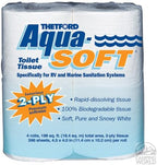 Aqua-Soft Toilet Tissue - Toilet Paper for RV and marine - 2-ply - Thetford 03300 (Pack of 4 rolls) , White