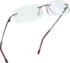 LifeArt Blue Light Blocking Computer Reading Glasses,Men's and Women's Rimless Frame (Red, +1.00 Magnification)