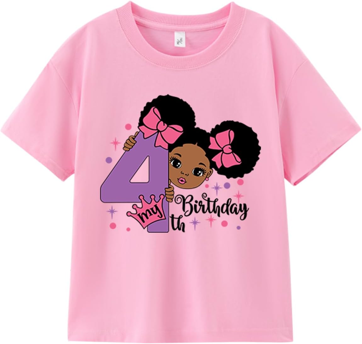 Four Shirt Toddler Girl Birthday Tshirt 4th Birthday Outfits 4 Year Old Girls Happy Fourth Bday Party Tee