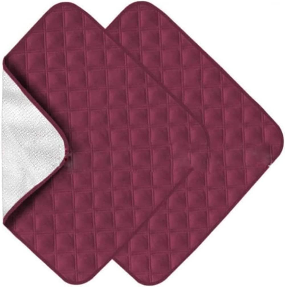 2Pcs Waterproof Chair Pads for Elderly Incontinence Reusable& Washable, Fits Recliners, Seats, Furniture, Beds- Reusable Absorbent Seat Protector Pads for Adults Senior-Wine Red||56 * 53cm
