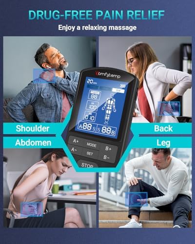 Comfytemp TENS Unit Muscle Stimulator for Pain Relief Therapy, TENS Machine with 24 Modes and DIY, Dual Channel EMS Unit, Pulse Muscle Massager for Back, Shoulder, Sciatica, Arm, 10 Electrode Pads