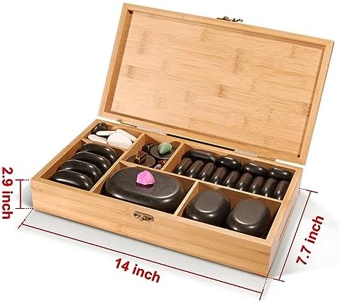 Master Massage 60-Piece Deluxe Hot Stone Set including Basalt Volcano Rocks, Marble Cold Stones, and Chakra Balancing Tools - Ultimate All-in-One Package Kit for Hot Stone Massage Therapy