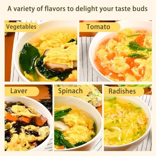 Vegetable Soup Mix, 12g/Bag, Freeze-Dried Instant Mix Soup with 5 Flavors (Laver,Spinach,Radishes-Shrimp,Vegetables,Tomato), Mushroom Soup Packets, 0.42 Ounce(10 Pack)