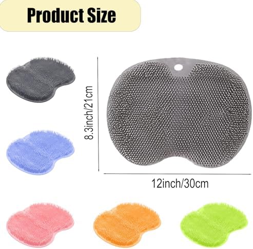 Grey Shower Foot Scrubber Mat Back Washer Exfoliating Bath Wash Pad Wall Mounted Non-Slip Suction Cup