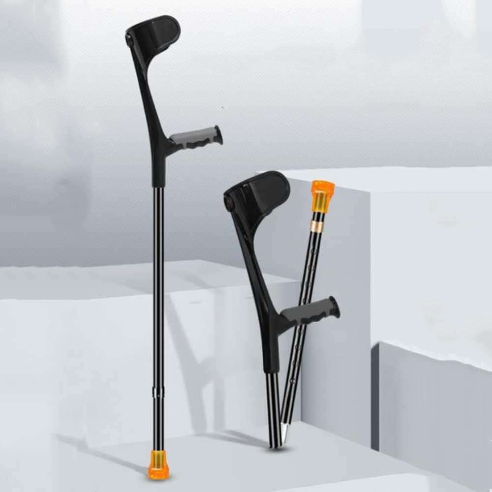 KADEUX Folding Forearm Crutches by Adult, Portable Arm Crutches, Aluminum Walker, Travel Crutches Men & Women Foldable Elbow Crutches (Color : Black)