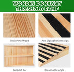 8" Rise Wooden Threshold Ramp for Home Steps, Door Ramp for Wheelchair/Walker/Cart/Scooter, Multipurpose Door Ramp with Non-Slip Stripes(35.4" W*8.0" H, Solid Wood, 800LBs Capacity)