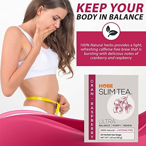 Hobe Labs Cran-Raspberry Tea - Natural Herbal Infusion for Body Balance and Refreshment - Caffeine-Free (24 Tea Bags)