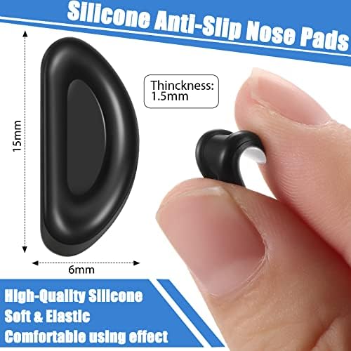 Frienda 24 Pairs Eyeglass Nose Pads, Soft Silicone Adhesive Cushion with Sticky Backing, D Shape Anti-Slip Air Chamber for Eyeglasses & Sunglasses(Black)