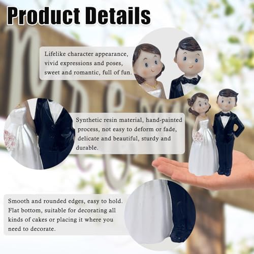 Wedding Cake Toppers Bride and Groom Resin Couple Figures Party Decor Gifts 4.7"
