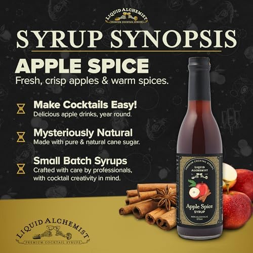 Liquid Alchemist Apple Spice Syrup for Cocktails - Real Ingredients Make our Apple Syrup for Drinks Perfect for a Fall Themed Old Fashioned Mix (12.7 oz)