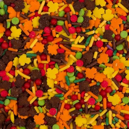 Homipooty Edible Fall Maple Leaf Sprinkles-100g/3.52oz-Thanksgiving Pearl Sugar Sprinkles for Cake Decorations -Autumn Sprinkles for Cupcakes Topper, Cookies, Ice Cream,Donut Jimmies Quins.