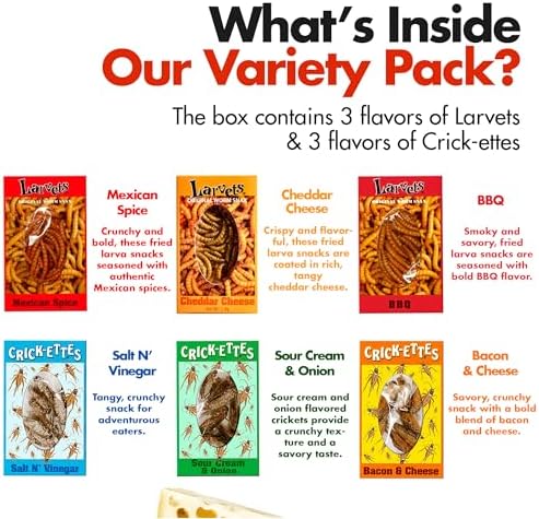 HotLix Crick-ettes & Larvets Edible Bugs (6-Pack) | Real Flavored Dried Insects in 6 Flavors | Edible Larvae & Crickets to Eat | Unique Snacks for Adults | Exotic Bugs to Eat