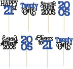 Gyufise 24Pcs Happy 21st Birthday Cupcake Toppers Hello Twenty One Legend Since 2005 Cupcake Picks Cheers to 21 Years Cake Decorations for 21st Birthday Anniversary Party Supplies Black Blue